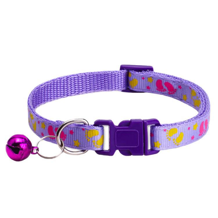 Multi-Color Adjustable Pet Collar with Bell for Cats and Dogs - New Fashion Paw Print Design