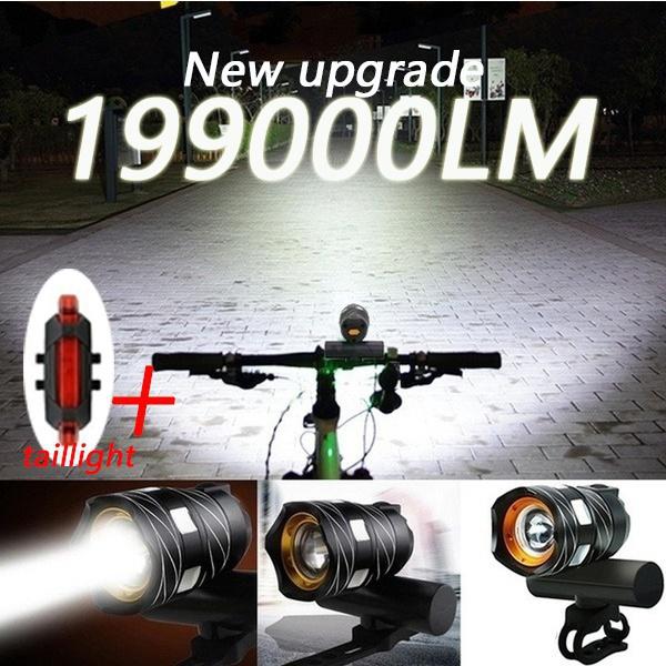 Beste Mountainbike-Lichter mit Blitzfunktion für Nachtfahrten, superhelles, wasserdichtes T6-LED-Fahrradlicht mit kostenlosem Zoom, wiederaufladbares Fahrrad über USB