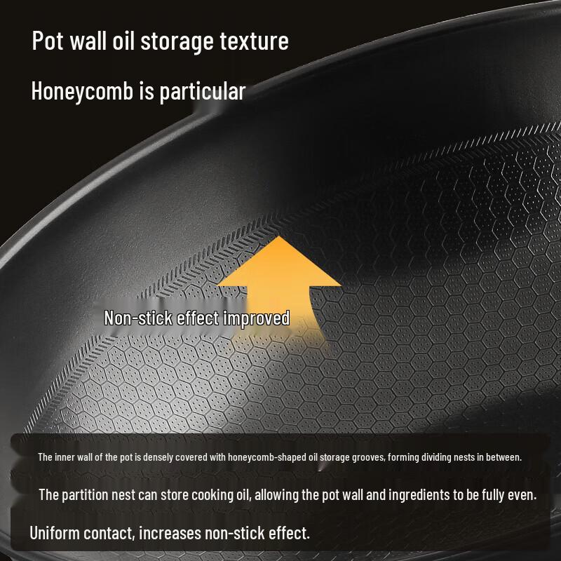 Chui Da Huang 32cm Black Gold Honeycomb Wrought Iron Wok