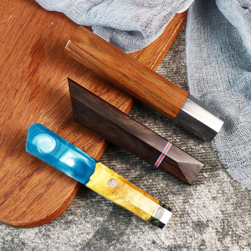 DIY Knife Handle Natural Environmental Protection Octagonal Blue Resin Handle Accessories Hexagonal Swallowtail Sandalwood EDC