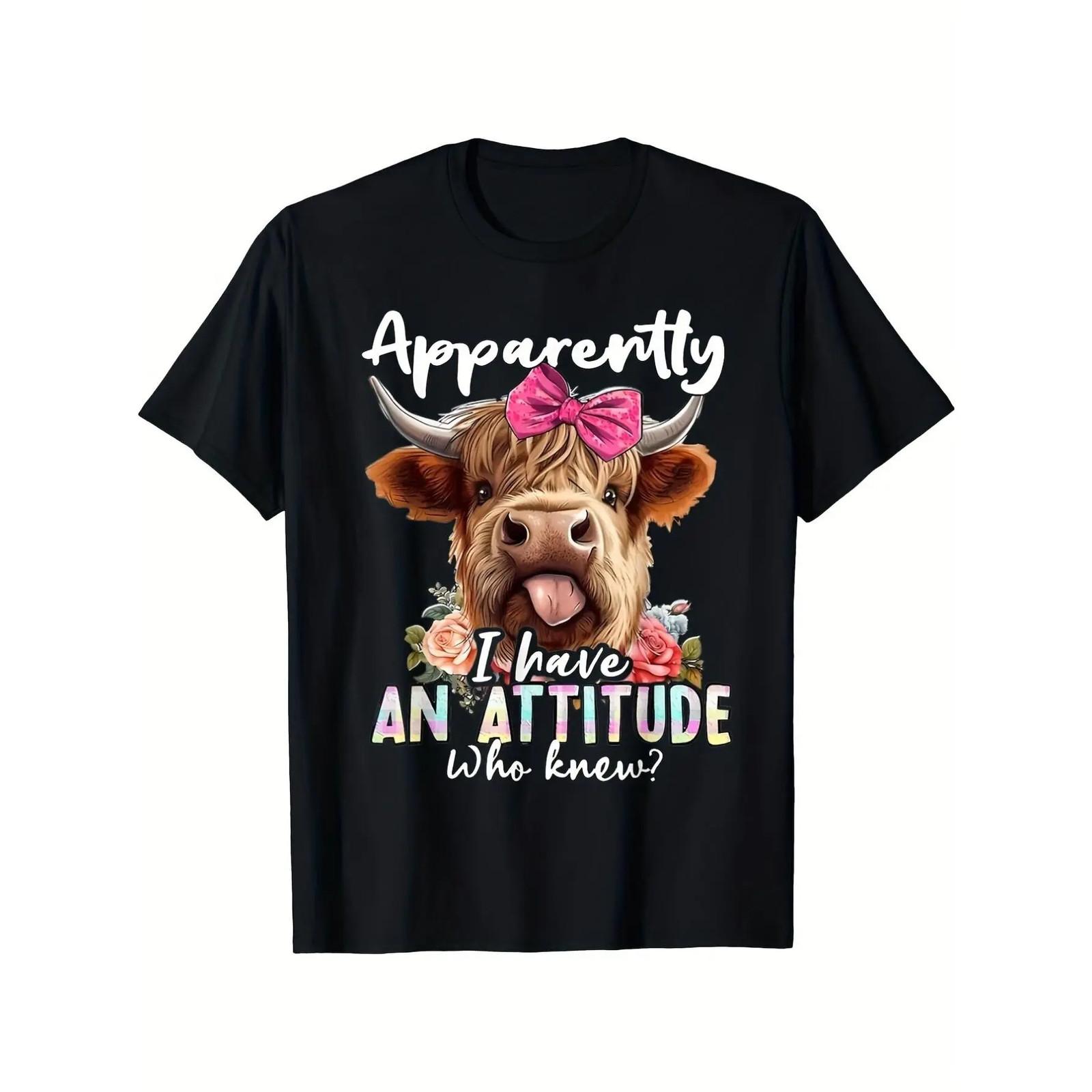 Apparently I Have An Attitude Who Knew Sarcasm Highland Cow Gift T-Shirt Men s S