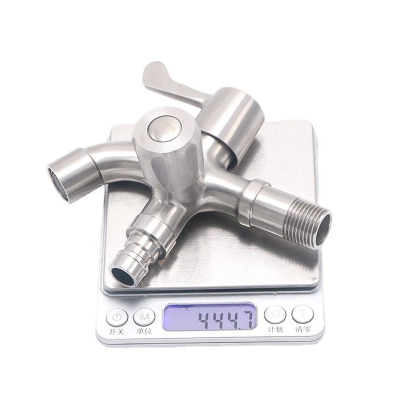 1PC G1/2' Wall Mounted 304 Stainless Steel Bibcock Single Cold Faucet One In Two Out Dual-Use Mop Pool Tap for Washing Machine