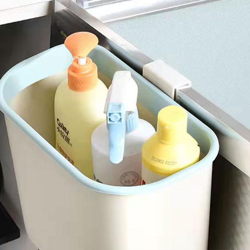 Kitchen Trash Can Vegetable Storage Hanging Bucket Household Cabinet Door Hanging PP Plastic Storage Bin Sundries Waste Paper Basket Home Organizer