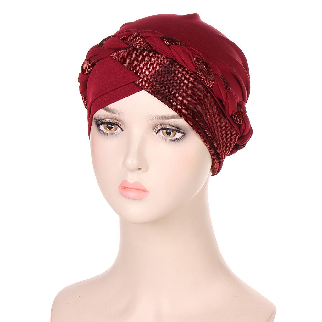 Multicolor Lurex Stitch Milk Silk Braid Headscarf Hat