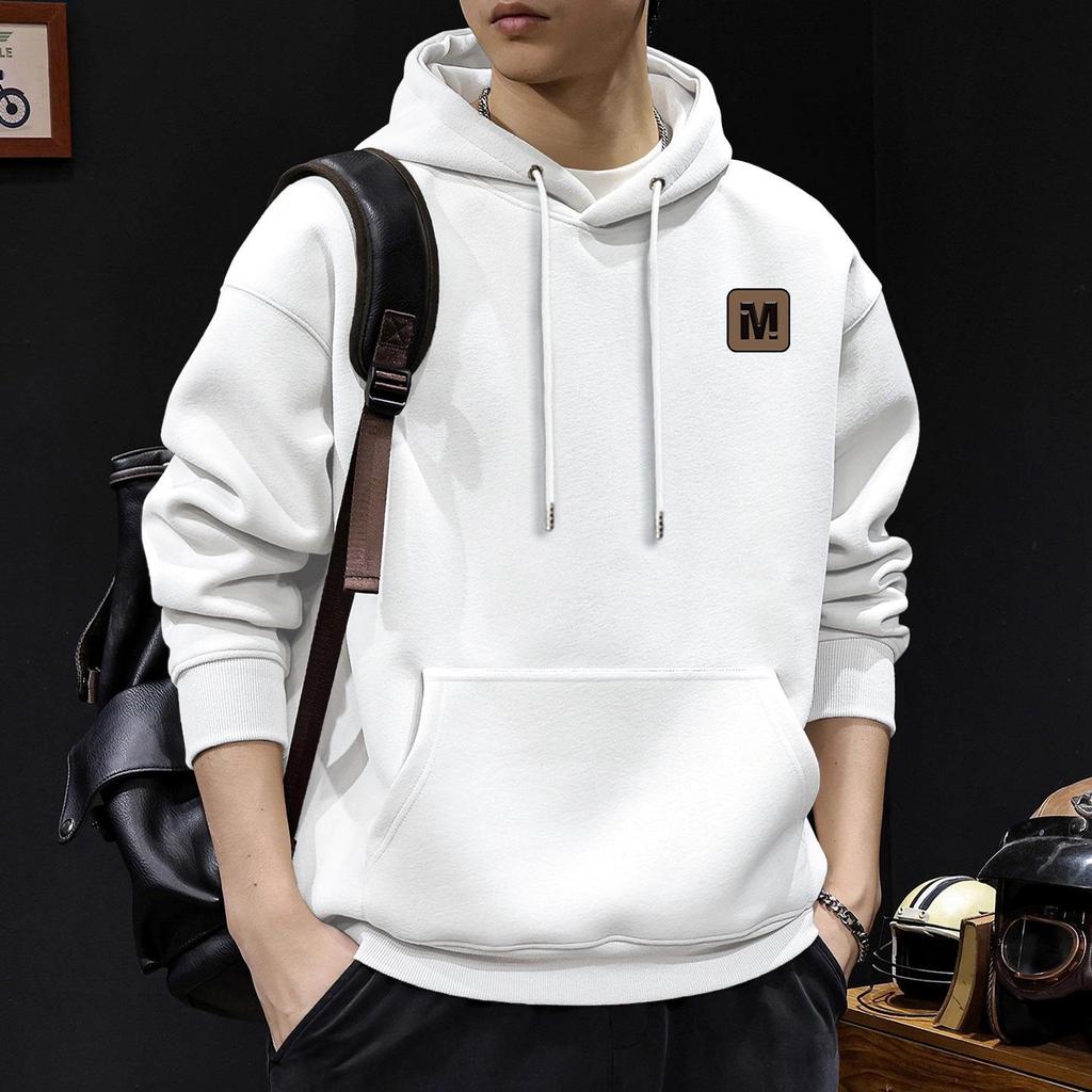 Men's Trendy Heavyweight Fleece-Lined Hooded Sweatshirt - Long Sleeve Autumn/Spring Outerwear