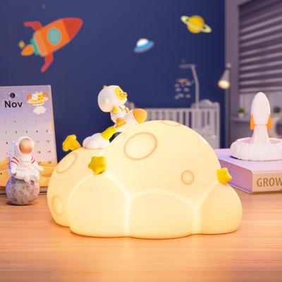 ICARER FAMILY Cute Night Soft Silicone Dimmable Baby Night Rechargeable Bedside Lamp with Planet Cute Decor for Perfect Gift for Space Birthday Baby