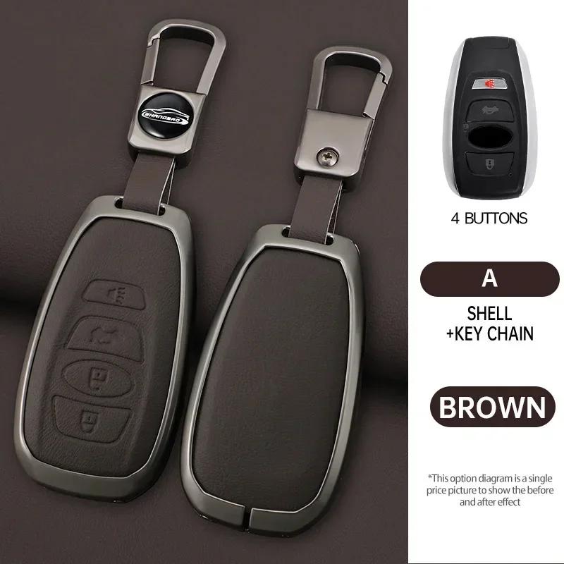 Interior Mouldings Zinc Alloy Leather Car Key Case Cover For Subaru BRZ STI XV SV Forester Legacy Outback Crosstrek Impreza WRX