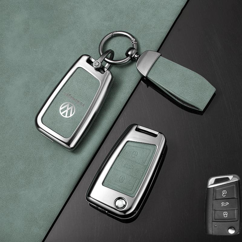 Für VOLKSWAGEN VW Zinklegierung Leder Auto Schlüsselhülle Schlüsselanhänger Hülle Tasche Für Volkswagen VW Polo Golf 7 MK7 Tiguan Touran Passat Lav