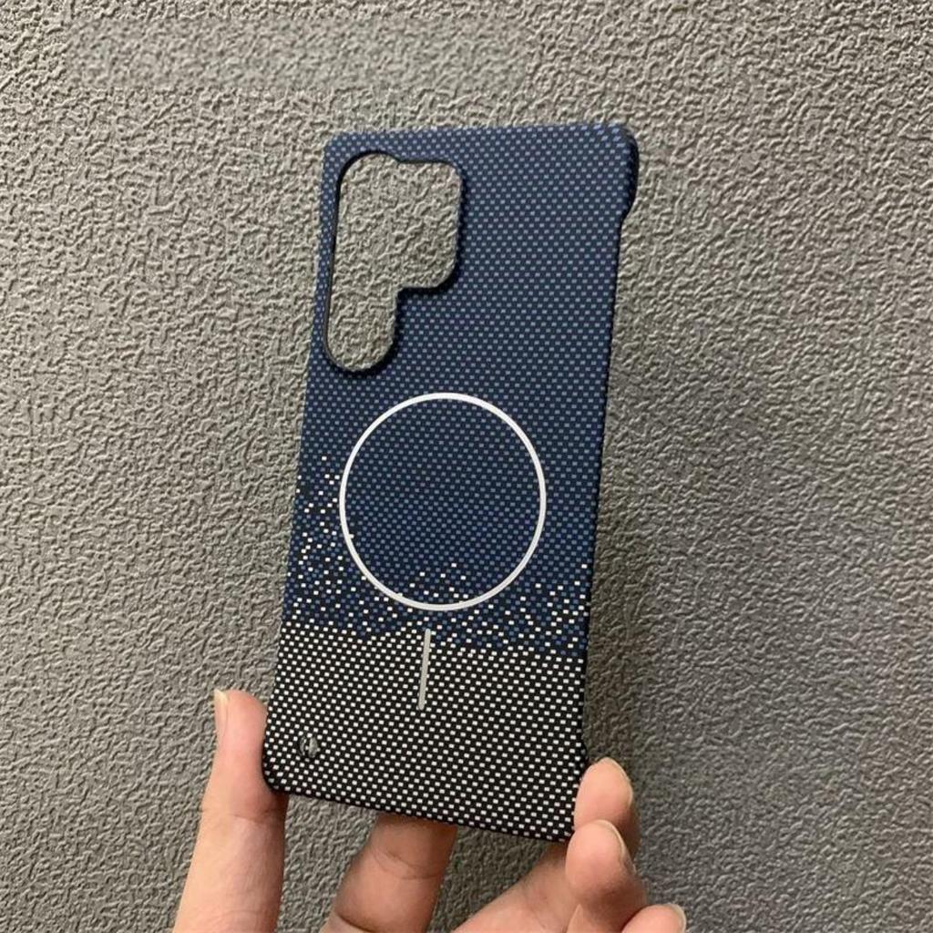 Kevlar Carbon Fiber PC For Magsafe Wireless Charge Phone Case For Samsung S26 S25 S24 Ultra Plus Magnetic Frameless Cover