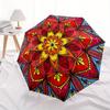 1pc Mandala Art Automatic Open, Sturdy Iron Frame, Compact Folding Design, All-Season Portable Umbrella for Women & Men, Outdoor Umbrella yy