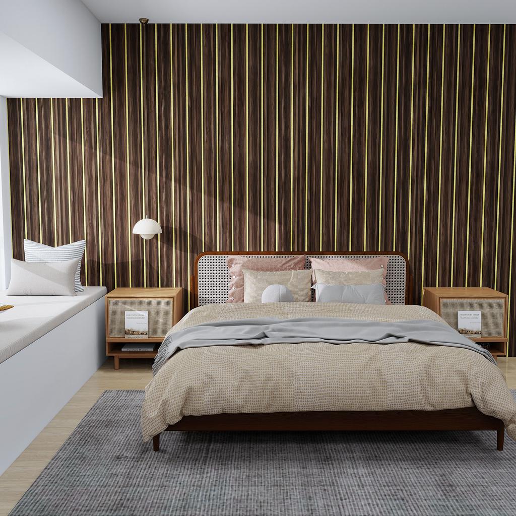 Thickened Faux Grille Self-Adhesive Fluted Panel Wallpaper Waterproof MoistureProof Home Accent Wall Renovation Sticker