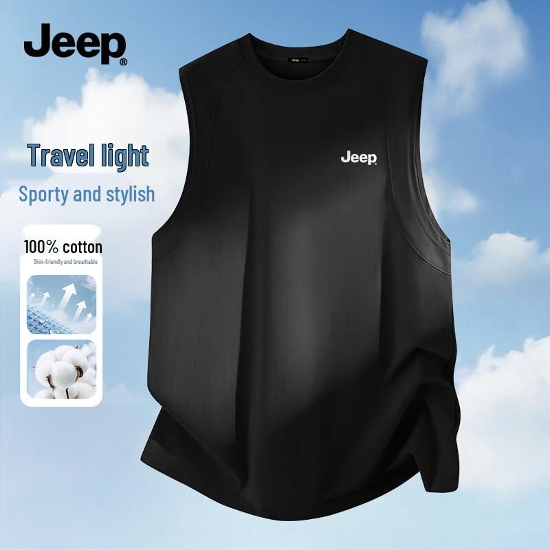 Jeep Men's Breathable Cotton Sleeveless T-Shirt