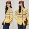 VICTORIA&VERA Women's Fair Isle Jacquard Wool Blend Cardigan