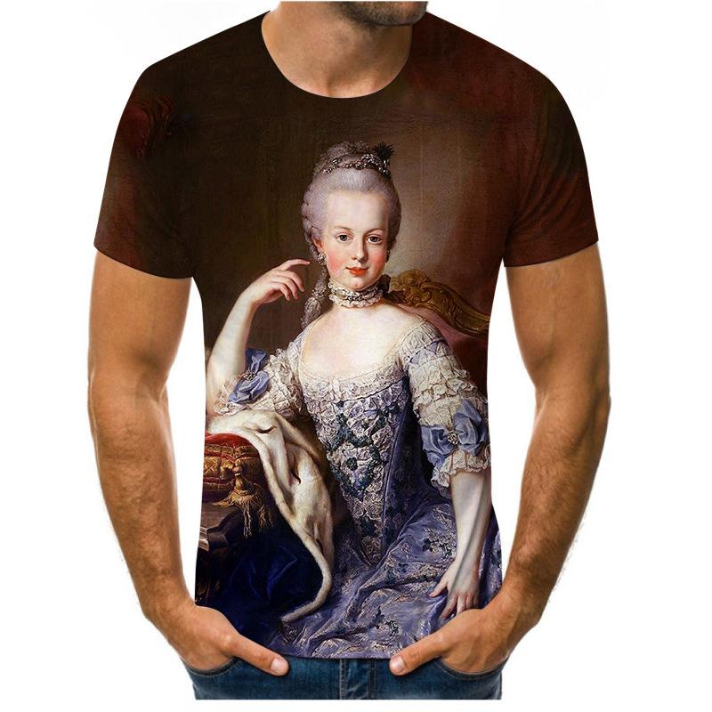 Round Neck 3D Character Pattern Print T-shirts Casual Short Sleeved Men's T-shirts - Soft Medium Stretch Polyester Fabric Summer Relaxed Fit Clothing