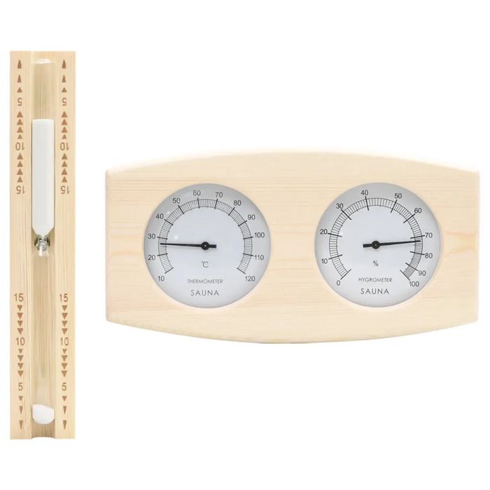 Ensemble 2 en 1 - vidaXL - Hydrothermographe et Minuterie à Sable - Beige - Bois de Pin - Résistant à la Chaleur