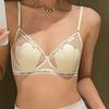 Pink Mesh Heart Cup Bra with Sexy Beauty Girl Letter Print and Adjustable Straps