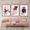 Lipstick High Heels Posters And Prints Perfume Bottle Canvas Painting Pink Flower Peony Wall Poster Beauty Room Decoration