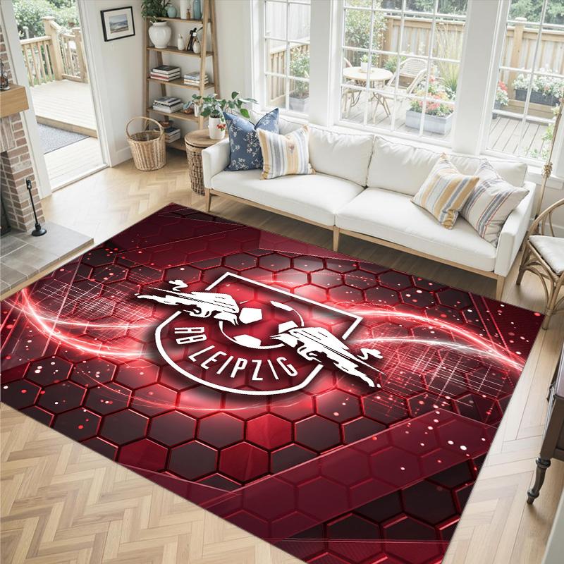 RB Leipzig Football Design Crystal Velvet Carpet Cozy Non?Slip Printed Rug For Bedroom Living Room Entrance