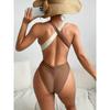 Women's Color Block Cross V-Neck Cutout One-Piece Swimsuit