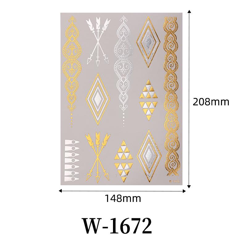 Bohemian Waterproof Gold & Silver Metallic Temporary Tattoo Stickers
