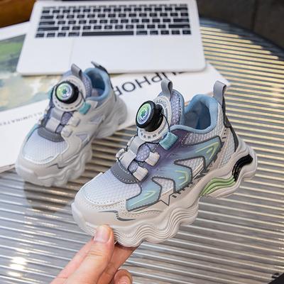 Girls Shoes 3-6 Years Old 2024 Season New Rotating Buckle Classmates 6-12 Years Old Boys Net Shoes Children's Dad Shoes