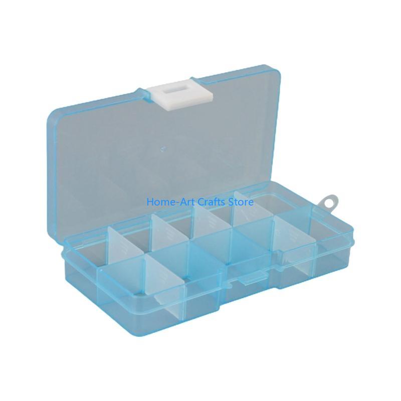 Y3NA Clear Plastic Storage Box 10 Compartment with Sealing Lid Container for Case for Small Jewelry Ring for Pill Multicolor