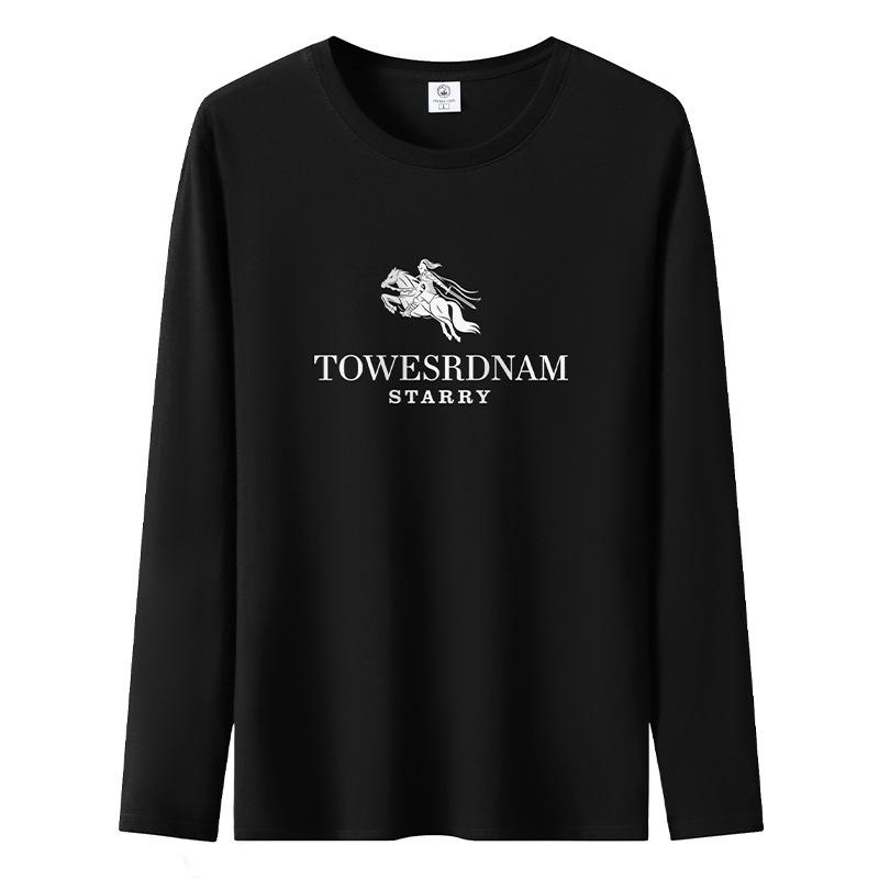 

Зимняя модная мужская футболка с длинными рукавами больших размеров из чистого хлопка с круглым вырезом S-5XL S чёрный