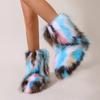 Fashion Female Winter Warm Plush Platform Shoes Furry Faux Fur Bottes Luxury Boots New Fashion Fox Fur Boots Women Fluffy Fur Snow Boots