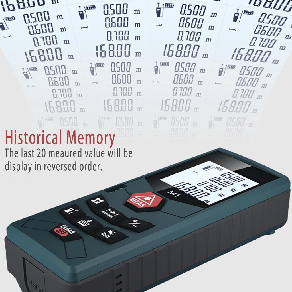 Digital Laser Distance Meter 40/60/80/100m Area Volume Pythagorean Measure Tool IP65 Protection Front and Rear Benchmark