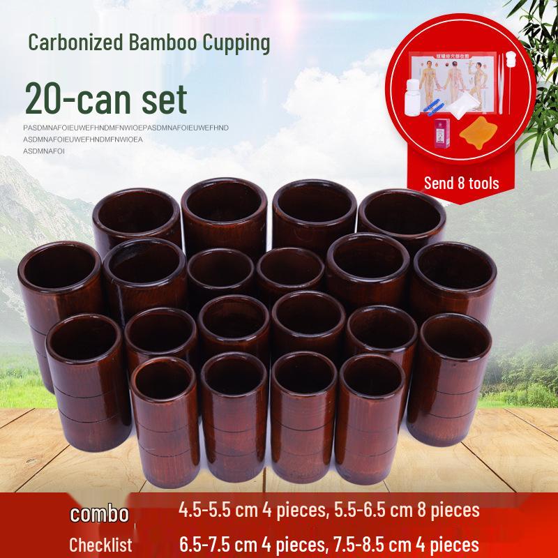 Bamboo Cupping Set: Carbonized Bamboo Charcoal Fire Cupping Jars & Tubes for Household Use