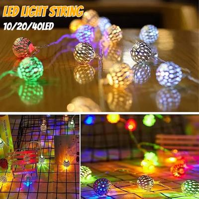 LED Moroccan Fairy Lights Battery Operated Gold Globe String Lights For Home Outdoor Wedding Party Festival Decoration