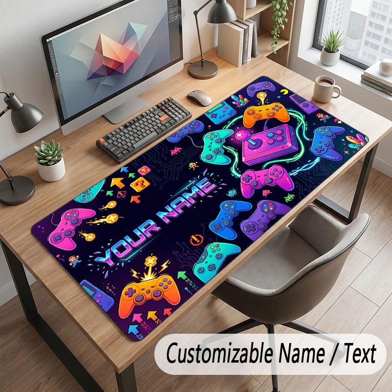 Game Controller Theme Customized Mouse Pad Personalized Print Name Text Desk Mat For Home Office Table Decor