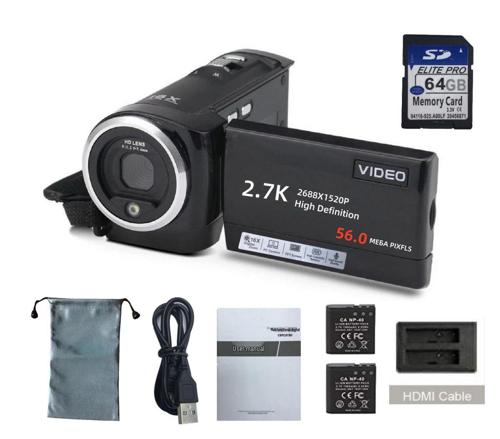 2.7K HD 56MP Digital Camcorder for Home, Travel & Students