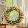2D Flat Acrylic Easter Egg Tulip Flower Wreath Wooden Sign, Home Decor Plaque Hanging Wall Art Decorative Garden Decoration for Room Door Signs Hangin