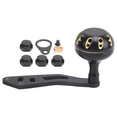 Carbon Fishing Reel Handle Knob Rocker Arm Fishing Accessory Parts for Baitcasting(Black Gold )