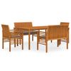 5 piece garden dining set with cushions solid acacia wood