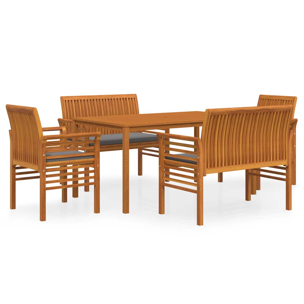 5 piece garden dining set with cushions solid acacia wood