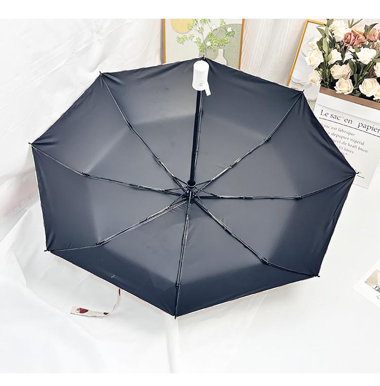 Retro Polka Dot Dual-Use Folding Umbrella: Windproof, Sturdy, Automatic Sunshade for Women