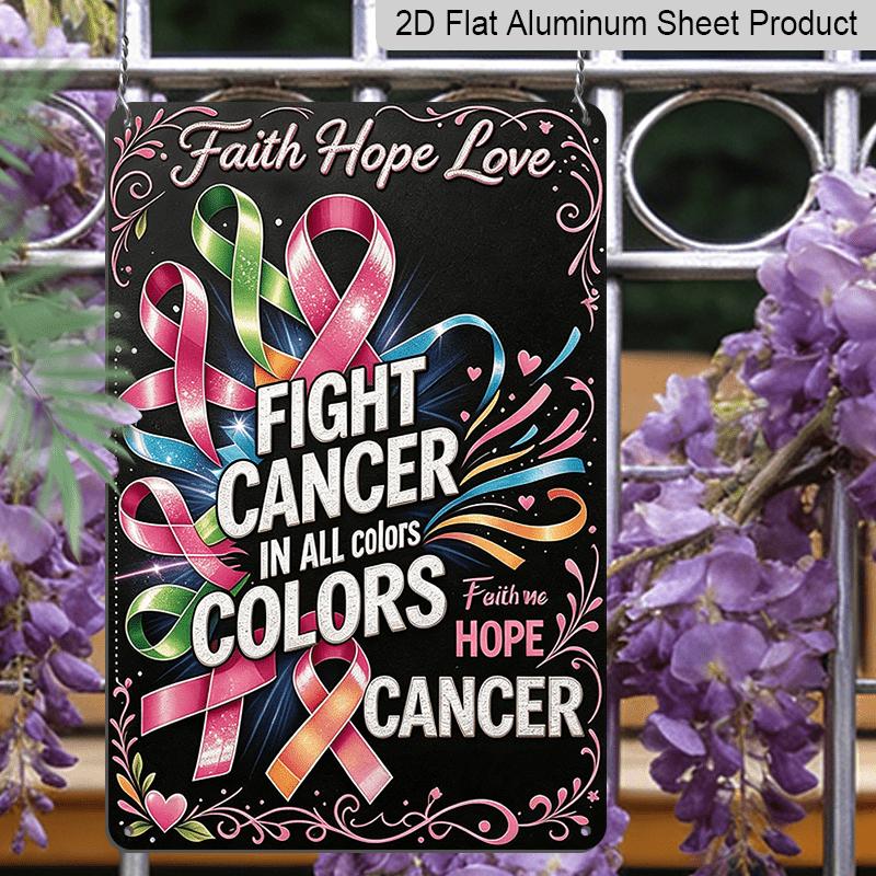 2D Flat, 1pc Multi Color Cancer Awareness Ribbon Aluminum Sign, Breast Cancer Awareness Month Decor, Cancer Walk Event Fence, Hospital Lobby Display