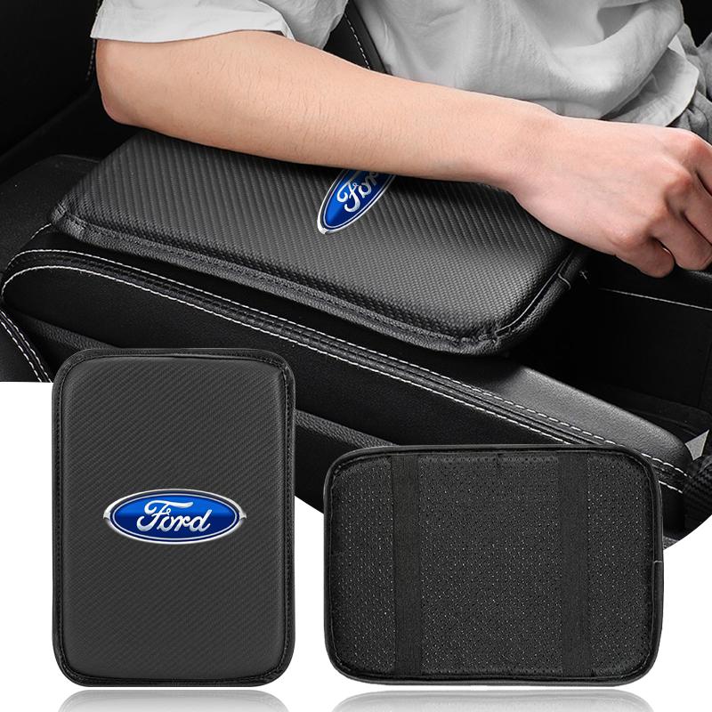 1Pcs Car Armrest Box Mats Leather Center Console Covers Styling For Ford Focus Mk2 Mk3 Fiesta Ranger Mondeo S-MAX Kuga Mustang