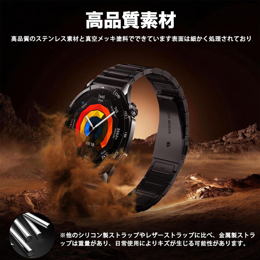 LanQii Stainless Steel Watch Smartwatch Replacement Metal Adjustment Tool Black Band, 18mm, 20mm, 22mm, Band, Strap, Included, (20mm)