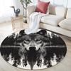 Grey Wolf pattern round rug,Carpet Rug for Living Room Bedroom Playroom ,Non-slip Floor Mat,Holiday Gifts and Birthday Gifts.