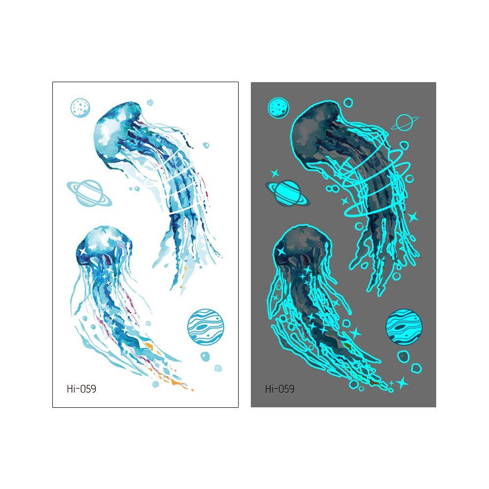 Fluorescent Star Feather Temporary Tattoos Blue Luminous Fake Tattoo Tattoo Sticker Body Art