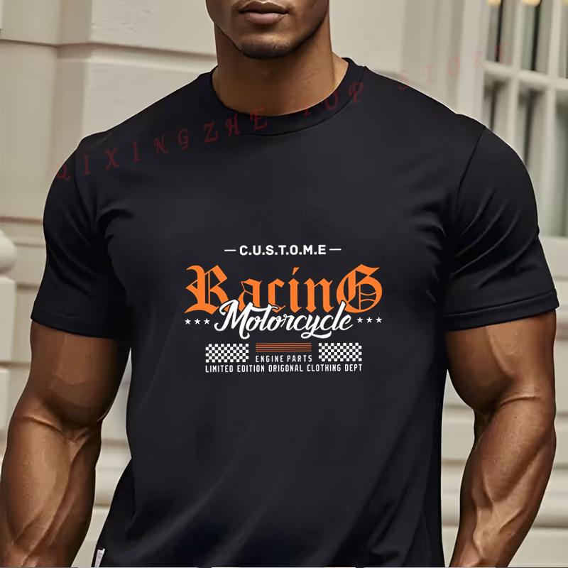 Vintage Motorcycle Racing Tshirt Funny Present for Mens Short Sleeve TShirts Oneck Top Tees 4XL