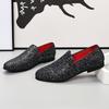 Fashion All-match Male Slip on Flats New Personality Stylish Moccasins Punk Style Low Heeled Loafers Shiny Men Casual Walking Shoes