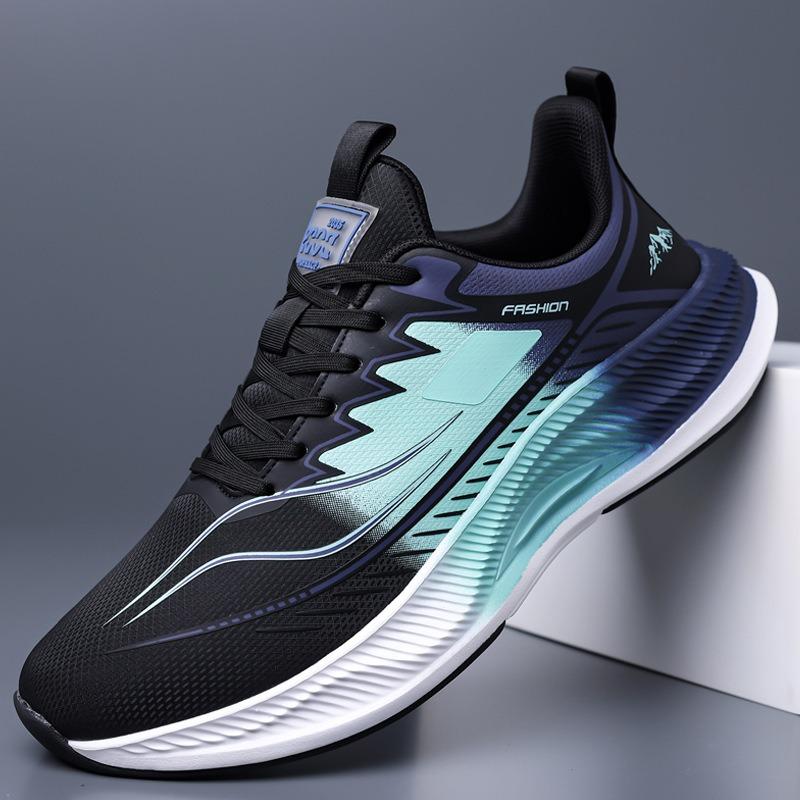 Men's Gradient Running Shoes Breathable Lace-Up Cushioned Sole Sports Sneakers