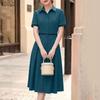 ZANZEA Women Casual Turn Down Collar Solid Color Short Sleeve Elegant Dress