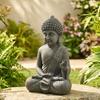 Garden Statue, Seated Buddha, Magnesium Oxide, 32 x 23 x 51 cm, Dark Grey