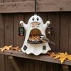 Durable Resin Bird Feeder Halloween Ghost Feeder, Outdoor Hanging Big Mouth Wild Feeding Spooky Yard Decor Station, Statue for Outside Garden Backyard