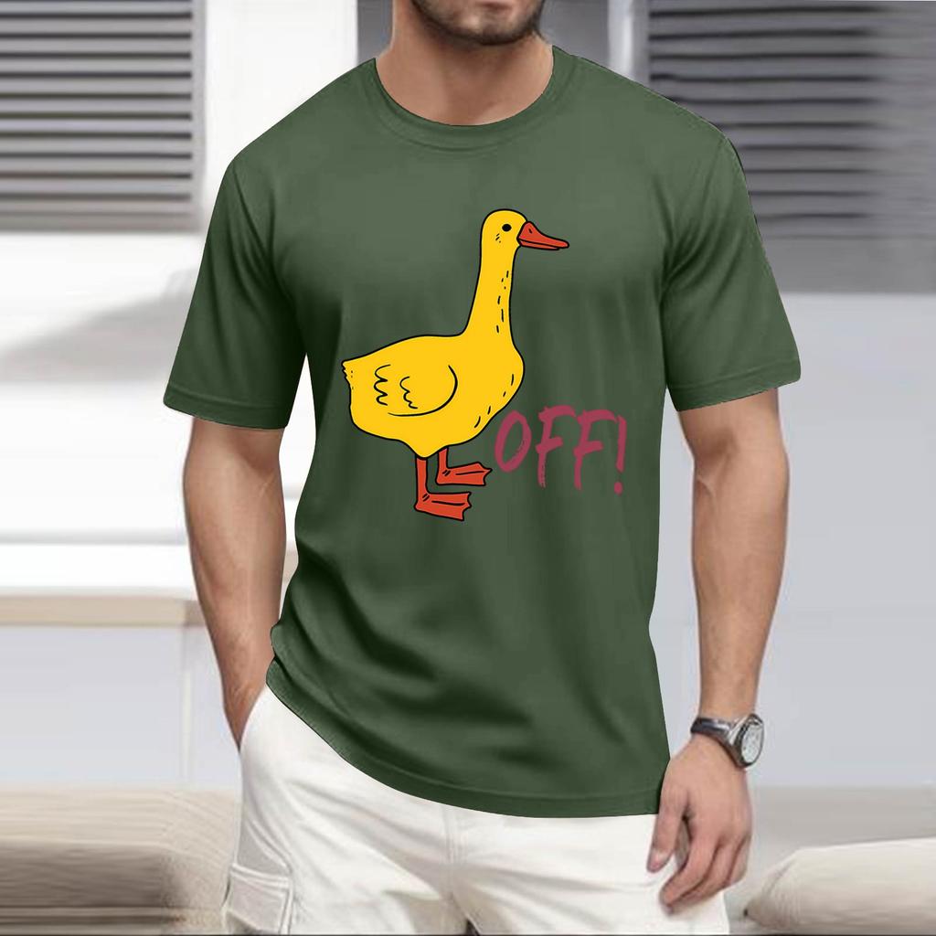 Sommerens populære t-skjorte for menn med trykk, rund hals og korte ermer